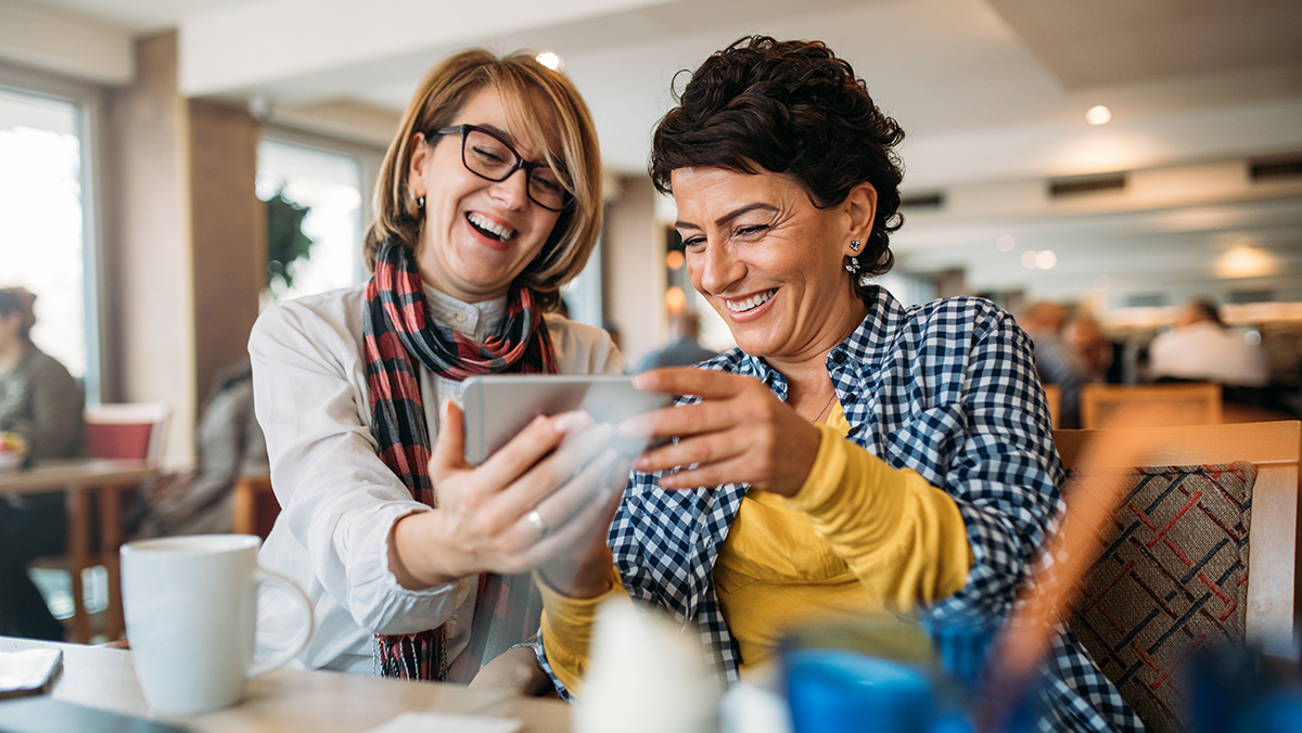 Two women talking